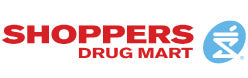 Shoppers Drug Mart logo with red text and blue circle on a white background